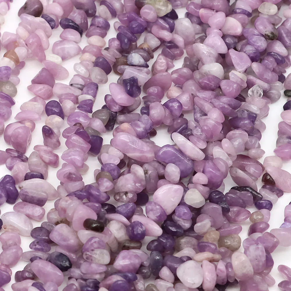 5-8mm Natural Lilac Lepidolite Stones Drilled Hole Irregular Freeform Chip Gravel Crystals for DIY Jewelry Making Accessories