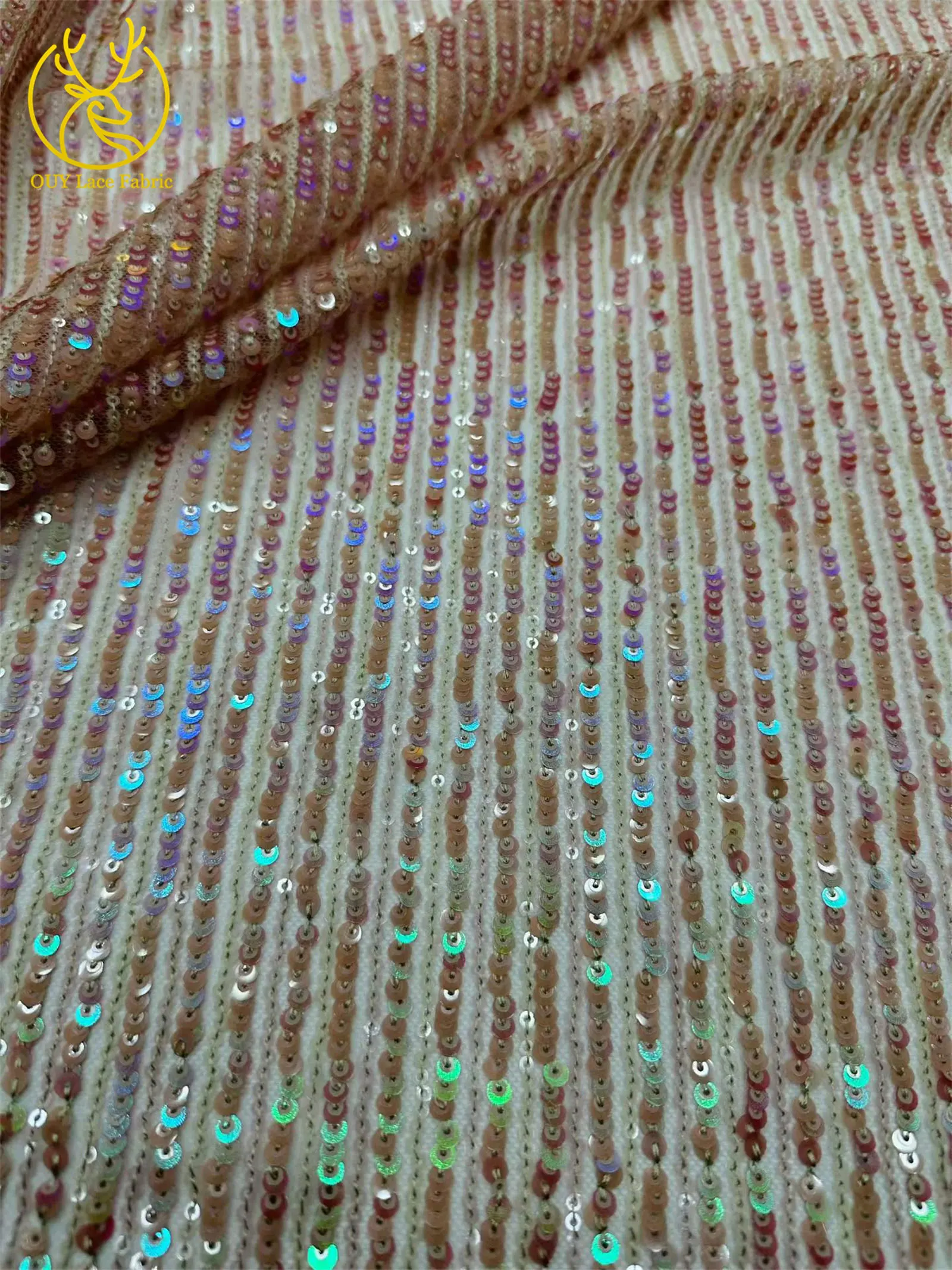 5 Yards afrikanischer Pailletten-Tüll-Spitzenstoff 2026 Hochwertiger französischer Netz-Spitzenstoff für elegante Abendkleider für nigerianische Frauen – Detail 12