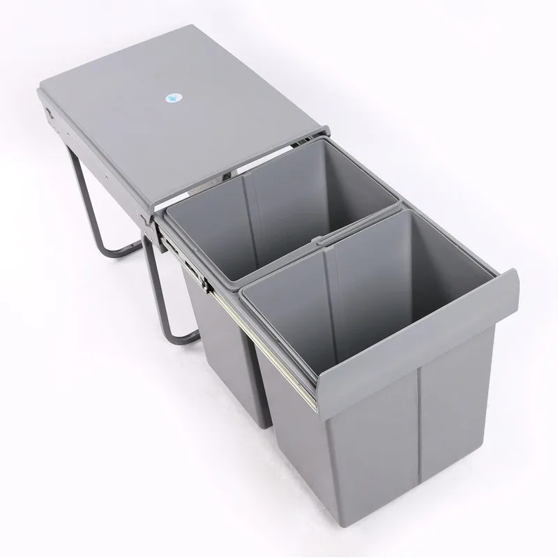 Cabinet Classification Garbage Bin 400 Cabinet Body Iron Frame 2 × 20L Embedded Pull-out Plastic Double Bucket Damping Buffer