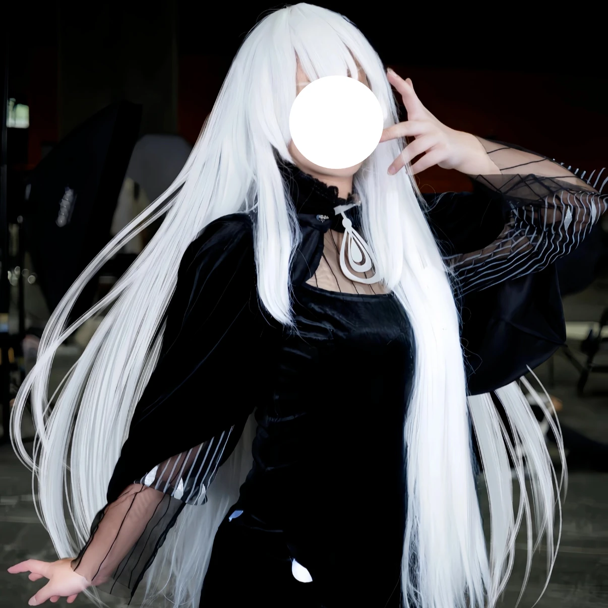 Echidna Cosplay Costume Black Long Sleeve Maxi Gown Cross Neck Re:Life in A Different World From Zero Women Gothic Nun Cos Dress view 4