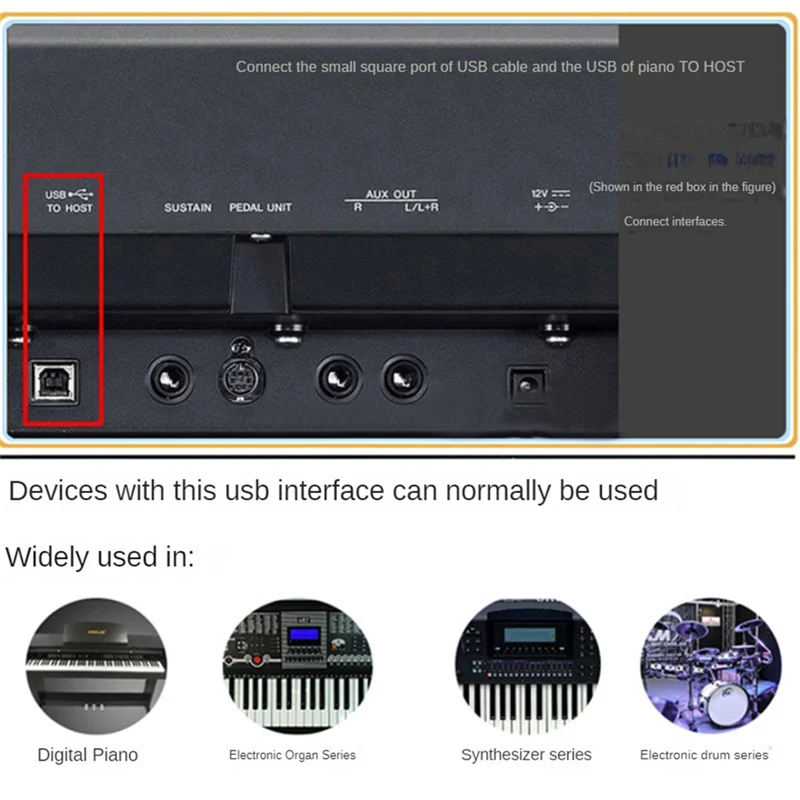 كابل A003 من النوع C إلى MIDI USB C إلى USB B 2.0 كابل الطابعة سلك الماسح الضوئي لطابعات Aio وHP وCanon وSamsung والمزيد Du