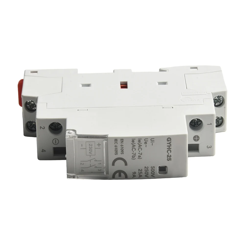 Modular Contactor GYHC-25 230V 25A 2P 2NO for Residential Circuit Protection Din Rail Mount Silver Contact Points