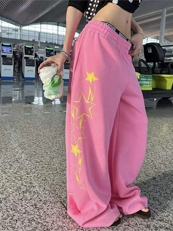 American Sle High Waist Loose Fit Spor Wide Leg Pants Women's Casual Trousers Asymmetric Commute Sle Autumn New Arrivals