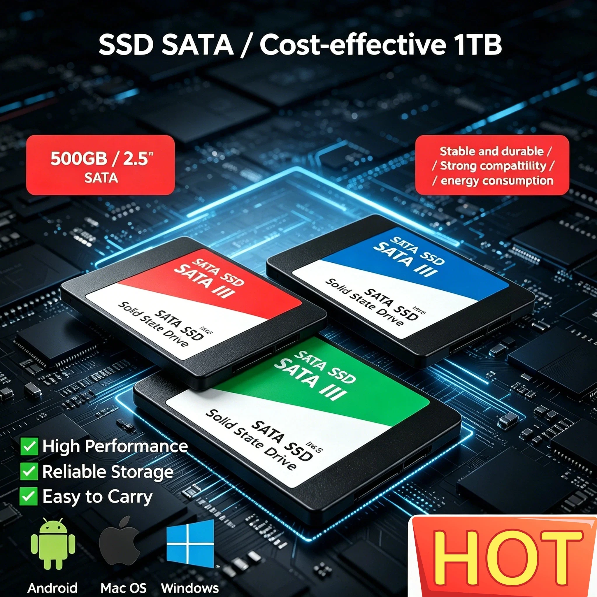 

500GB Ultra Portable External SSD USB 3.0 7400MB/s Shockproof Metal Casing Solid State Drive for Laptop PC Hard Disk Pocket 4K