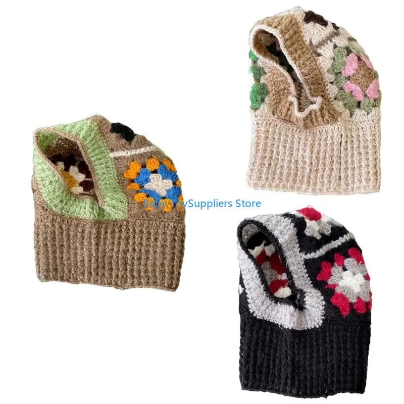 

R1WF Fashionable Crochet Balaclava Cap Offering Korean Design and Warmth for Outdoor Activities and Fashion Winter Wear