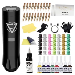 Tattoo Kit Quality OZER Wireless Tattoo Pen Kit For Permanent Makeup Tattoo Machine Kit Direct Drive Motor Tattoo Gun Kit