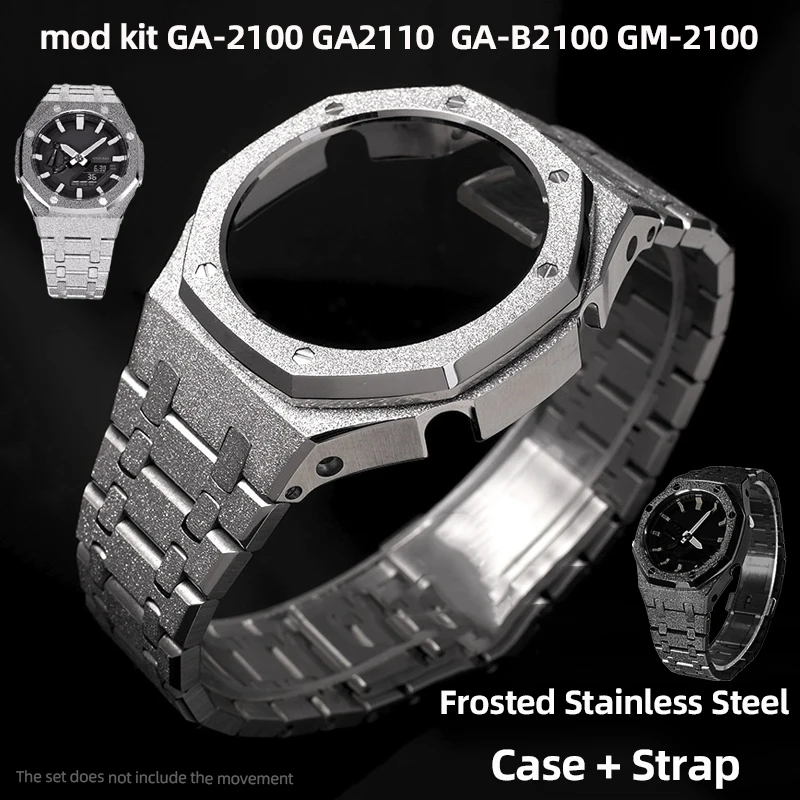 NEW Stainless Steel Frosted Gold Case Strap Mod Kit For Casio GShock GA2100 GA-B2100 GM2100 Upgrade Luxury Bezel Metal Watchband