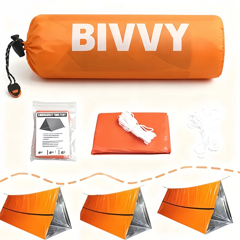 2-شخص في الهواء الطلق التخييم خيمة مقاوم للماء المنقذة للحياة خيمة الطوارئ الهروب التخييم بقاء مجموعة خيمة التخييم في الهواء الطلق حصيرة