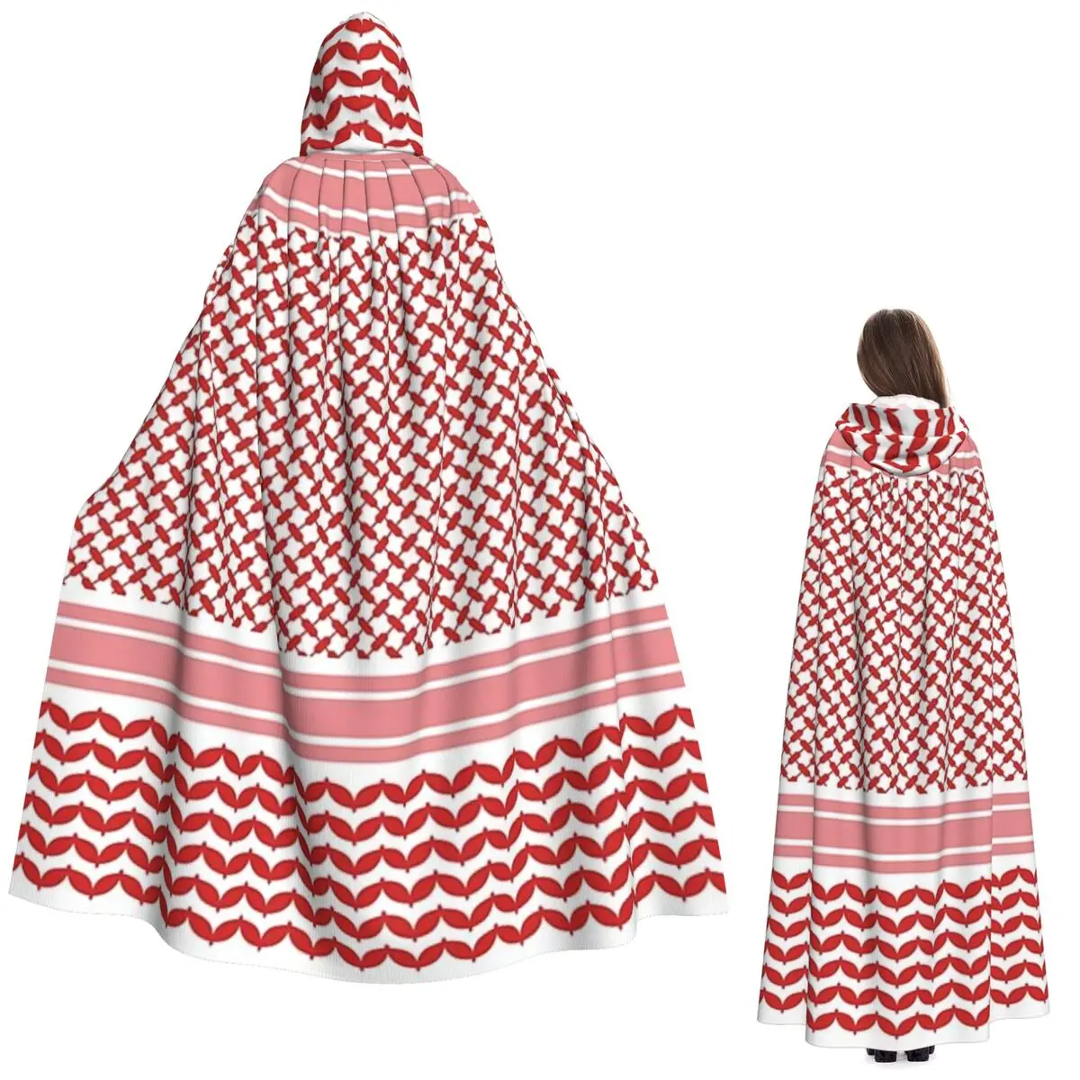 Capa larga con capucha con diseño de Shemagh jordano, disfraz Medieval de bruja, capa de Cosplay para fiesta de Halloween, Unisex para adultos