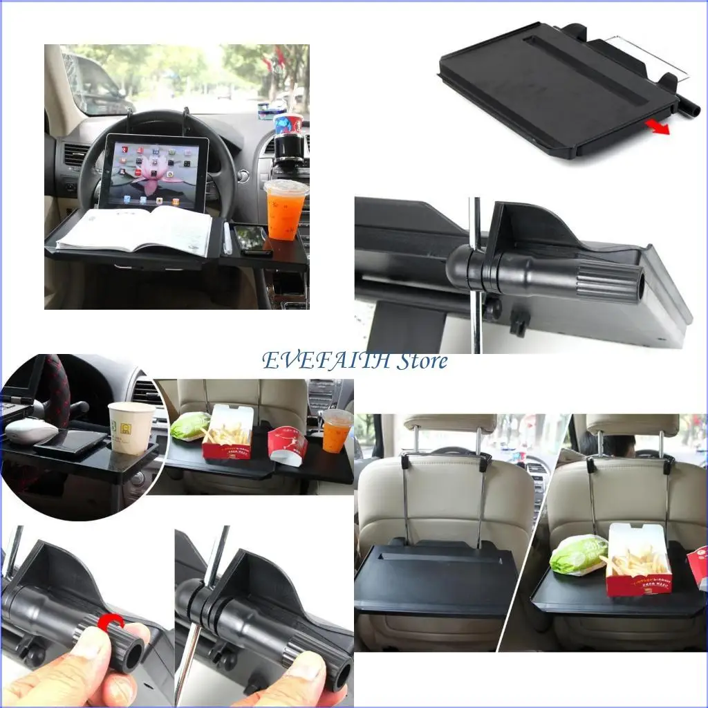 

124B Multifunction Foldable Car Table Tray Table for Constant Fits Most Vehicles Car Tables Drink Goods