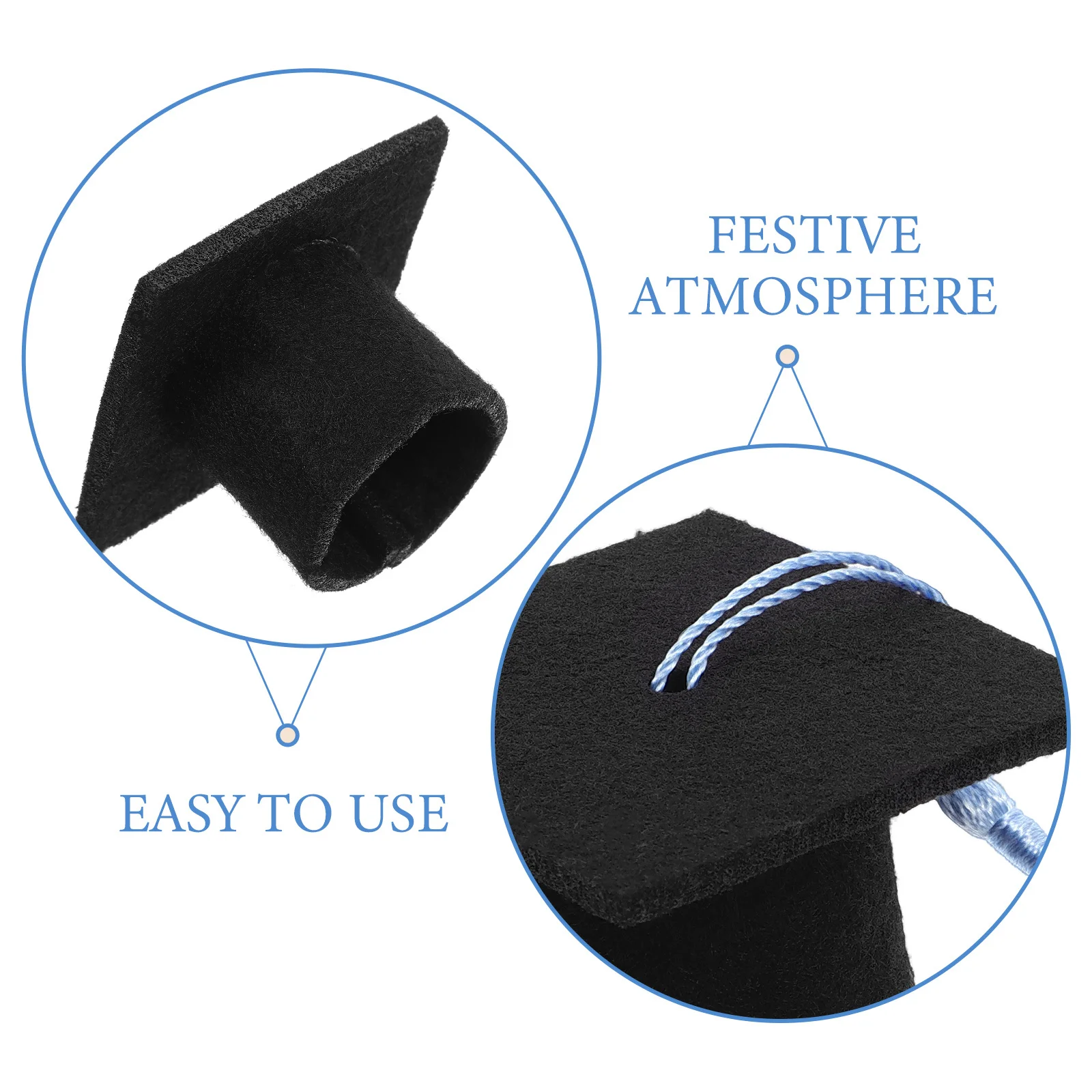 

10 Pcs Mini Graduation Cap Decor Miniature Hat Cake Topper Cupcake Toppers Decors Non-woven Fabric Doctoral