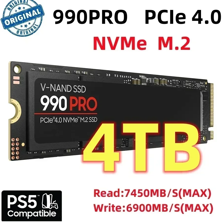 M.2 990 PRO NVMe SSD PCIe Gen4 Hochleistungs-Interne-Laufwerke 2TB 4TB Speicher-Upgrade für PS5 Desktop Laptop