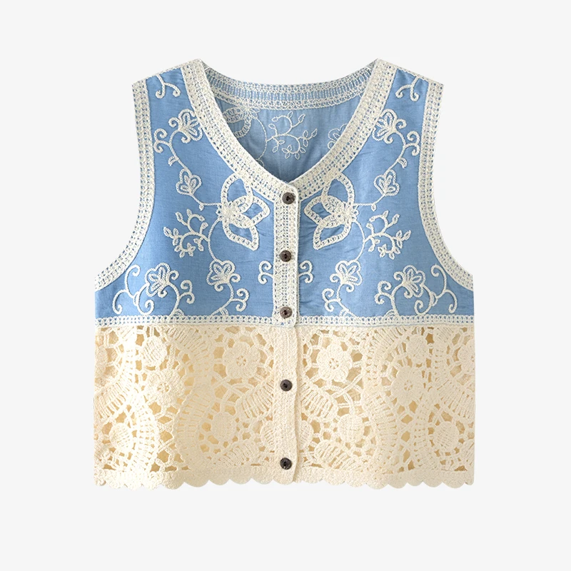 

Вязаный крючком жилет для женщин, ажурная куртка без рукавов на пуговицах, свитер, жилет, вязаный жилет, топ, летняя сказочная одежда для отпуска