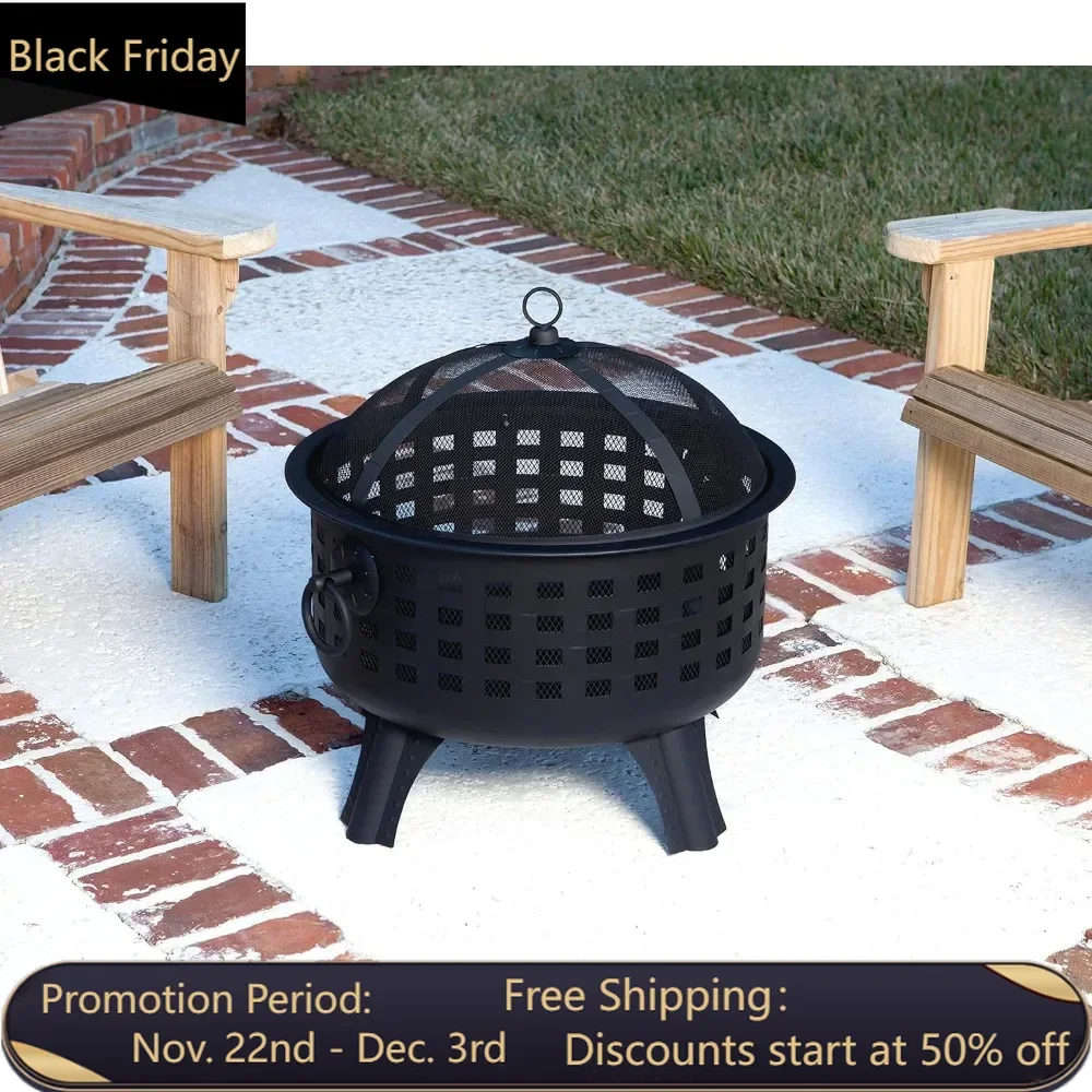 24 Inch Steel Round Lattice Fire Pit