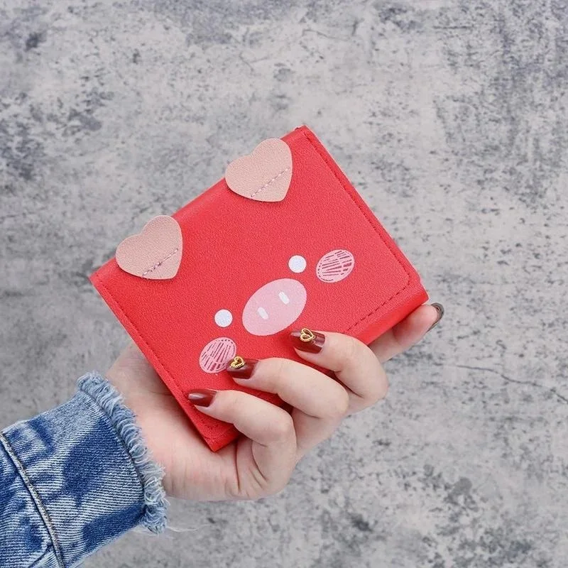 1 Pcs Korean Version Cute Cartoon Women's Short Wallet Card Bag Student Three Fold Wallet Fashion Female Zero Wallet Leather