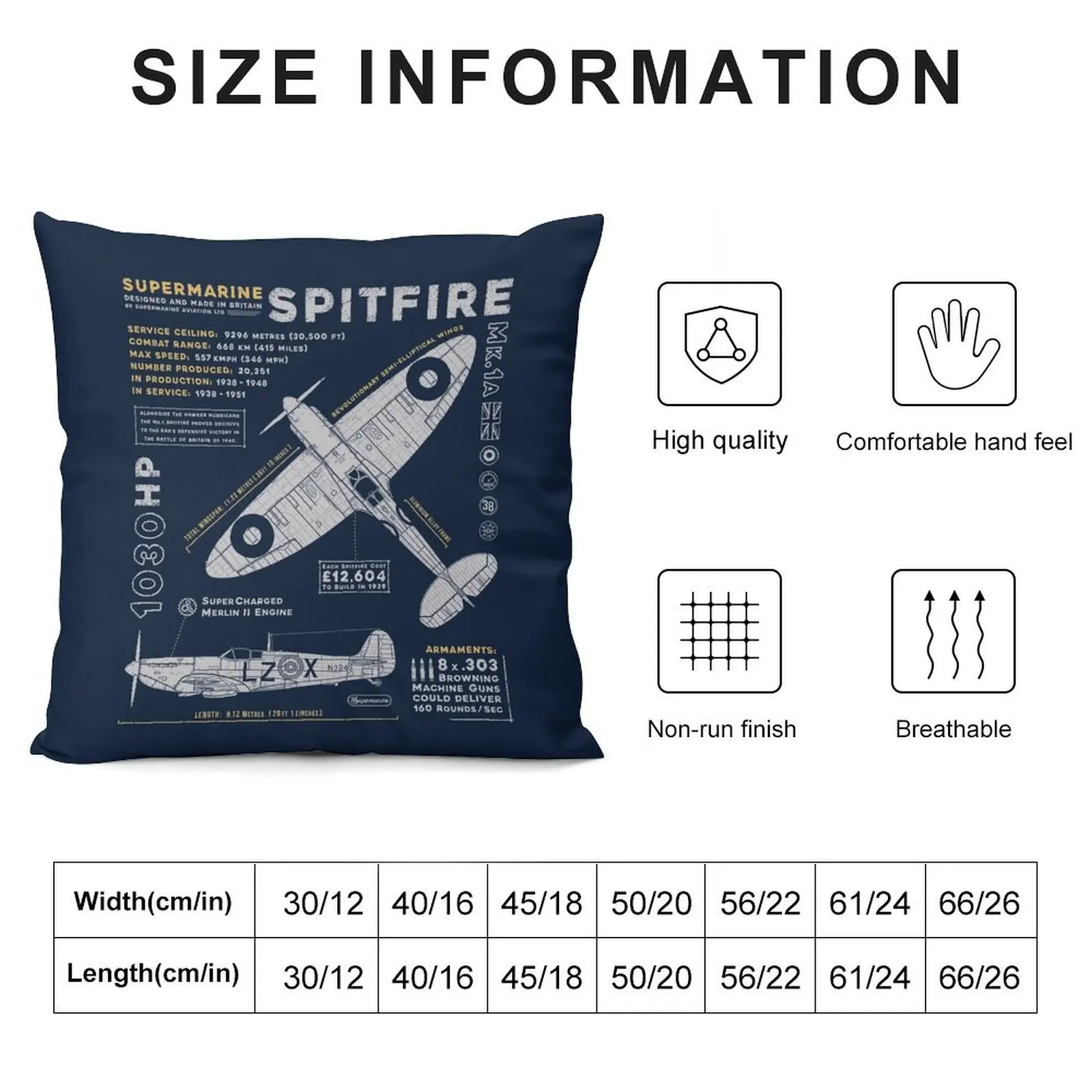 Spitfire penutup bantal lempar untuk tempat tidur sofa sarung bantal Anime bantal