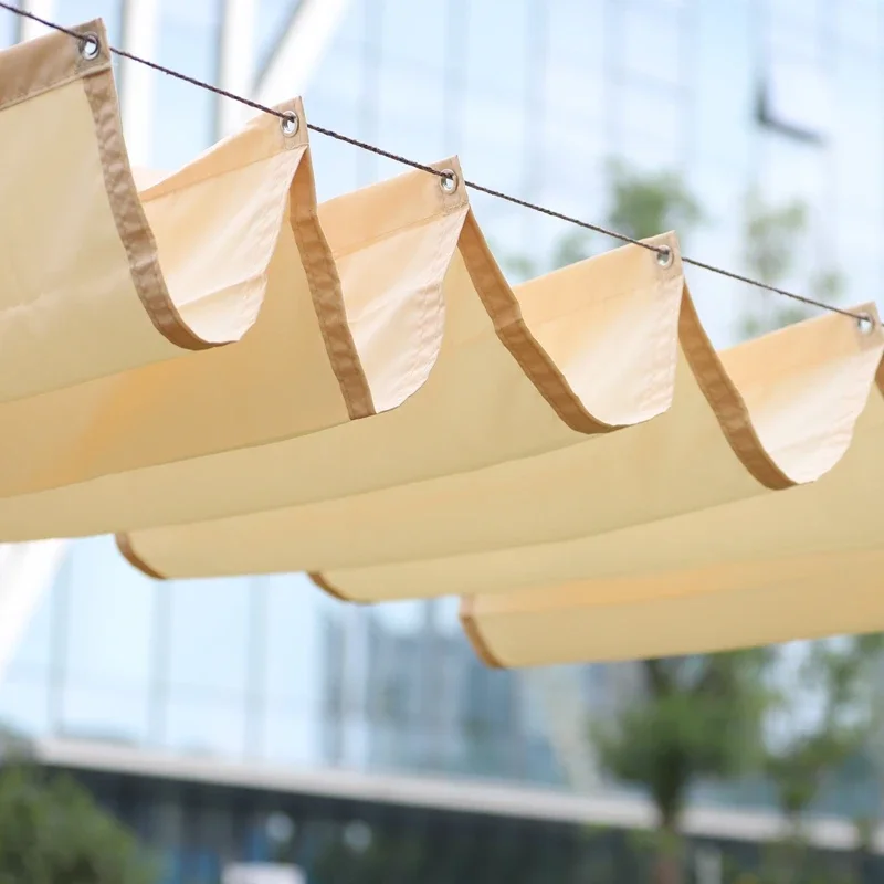 90% Shading Waterproof Sliding Canopy Home Garden Telescopic Awning Pergolas Patio Sunproof Retractable Wave Sunshade Net
