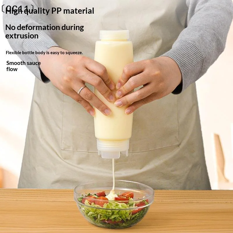 Plastic Inverted Dual Mouth Squeeze Sauce Bottles Leak Proof Easy Clean For Kitchen Cooking Baking Condiment Storage〔CC11〕