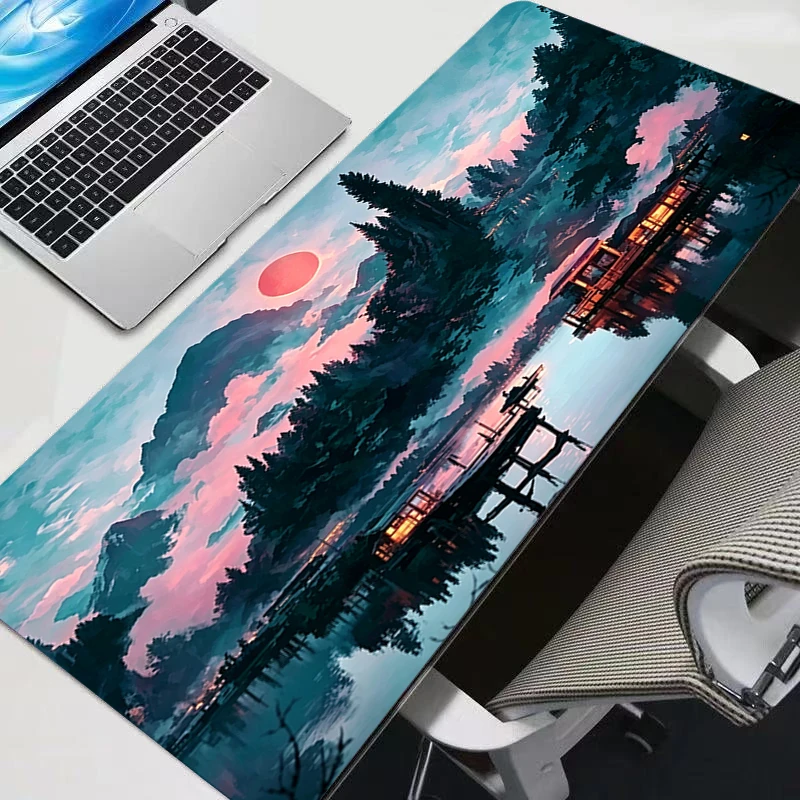 Mouse Pad sunset glow Anime Gaming Accessories Mousepad durable XXL Gamer PC Completo Computer Keyboard Desk Mat Varmilo