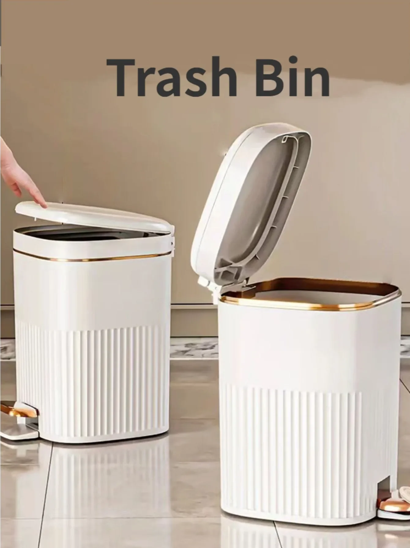 8/10L Trash Bin Large Capacity Foot Pedal Garbage Bins with Lid Waterproof Wastebasket for Living Room Bedroom Luxury Waste Bin