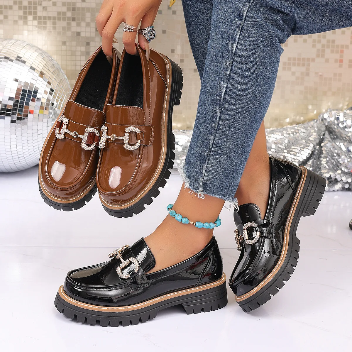 Retro Chain Low Heel Pumps Wom - đánh giá và giá Women'S Shoes Loafers Black