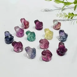 1pc Natural Rainbow Fluorite Mini Frog Carvings Animal Crystal Healing Stone Craft DIY Figurine Home Room Decoration Ornament