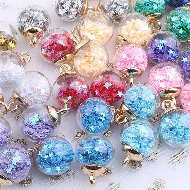 

New 10pcs 16mm Colorful Transparent Ball Glass Star Charms Pendant Find Hair Accessories Jewelry Charms Earring