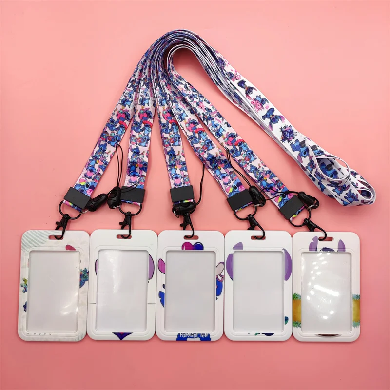 Disney ID Badge Holder Lanyard Boys Stitch Credit Card Case Neck Strap Card Holder Phone Rope Credentials Accessories Gifts