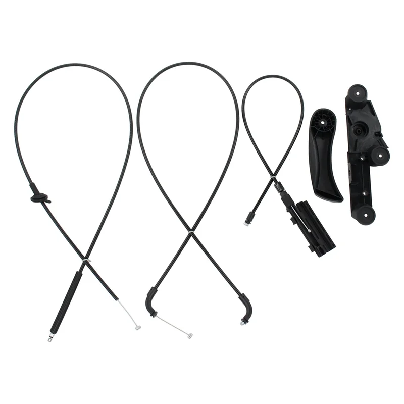 

4Pcs/Set Car Front Center Rear Hood Release Cable Kit With Release Handle Bracket Assembly For BMW E65 E66
