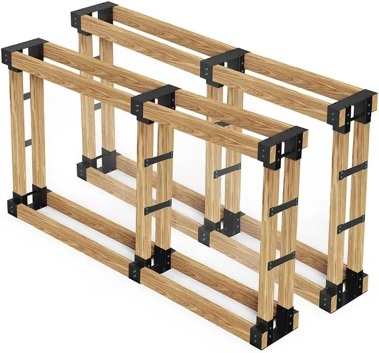 Storage Rack Bracket Kit, Updated Fireplace Log Wood Stacking Holder - Adjustable to Any Length (12-Bracket Set)