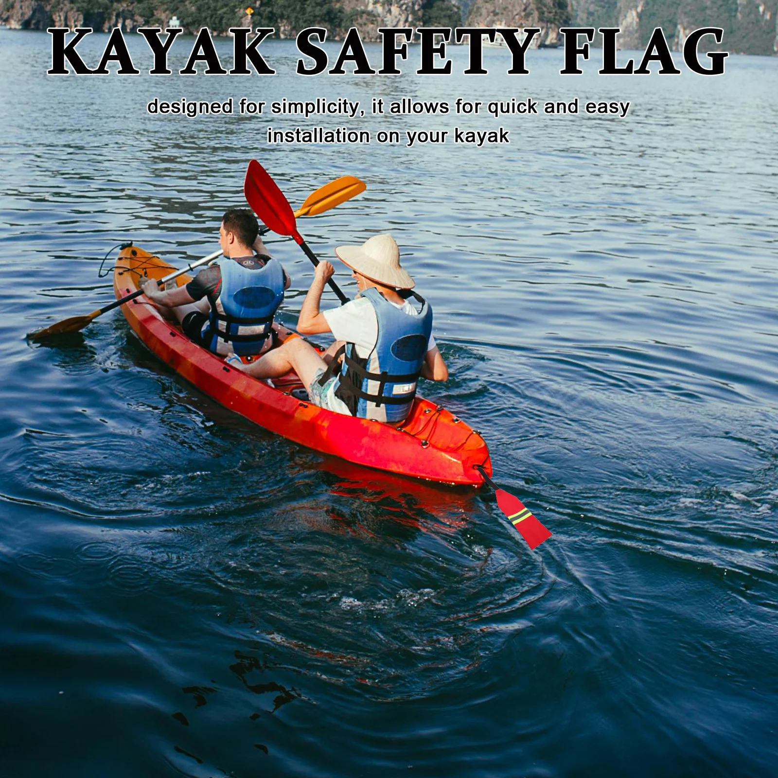 

1pc Kayak Red Warning Flag Reflective Strips Boat Safety Flag Kayak Accessories Waterproof Oxford Fabric Easy Install