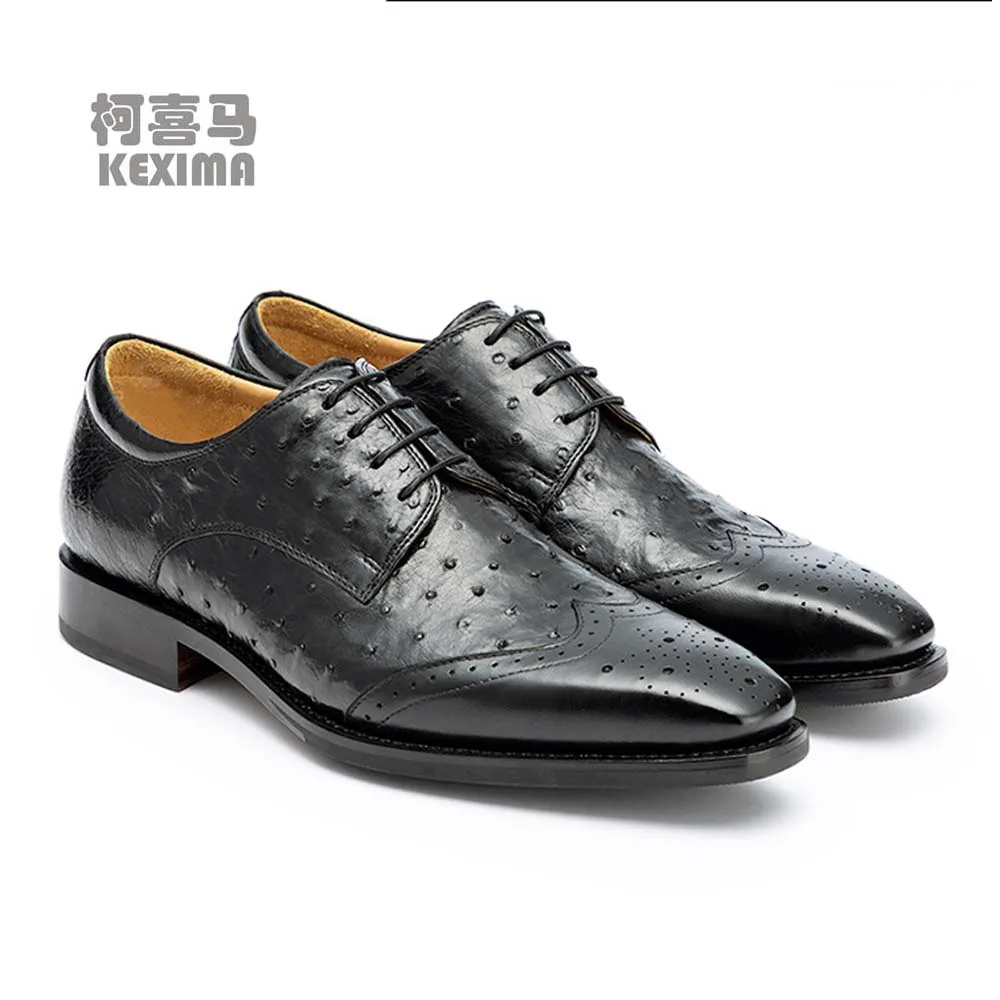 leimanxiniu South Africa  Ostrich leather men Leather shoes business male formal shoes  British  Ostrich leather Men shoes