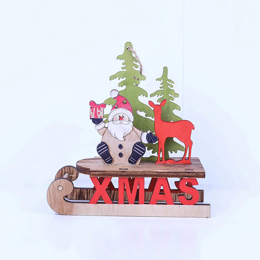 

2Pcs Wooden Sled Christmas Decor Ornament Premium Desktop Decoration for Living Room Bedroom Office Xmas Holiday Party Accessory