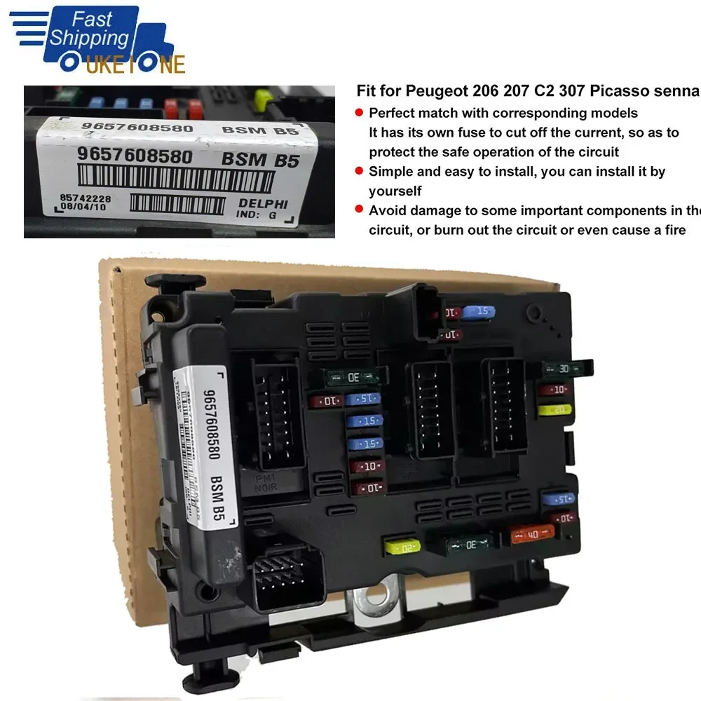 

For Citroen C3 C5 Xsara Picasso Peugeot 206 Cabrio 307 Cabrio 406 Coupe 807 1998-2011 Fuse Box Assembly Relay 9657608580 6500Y1