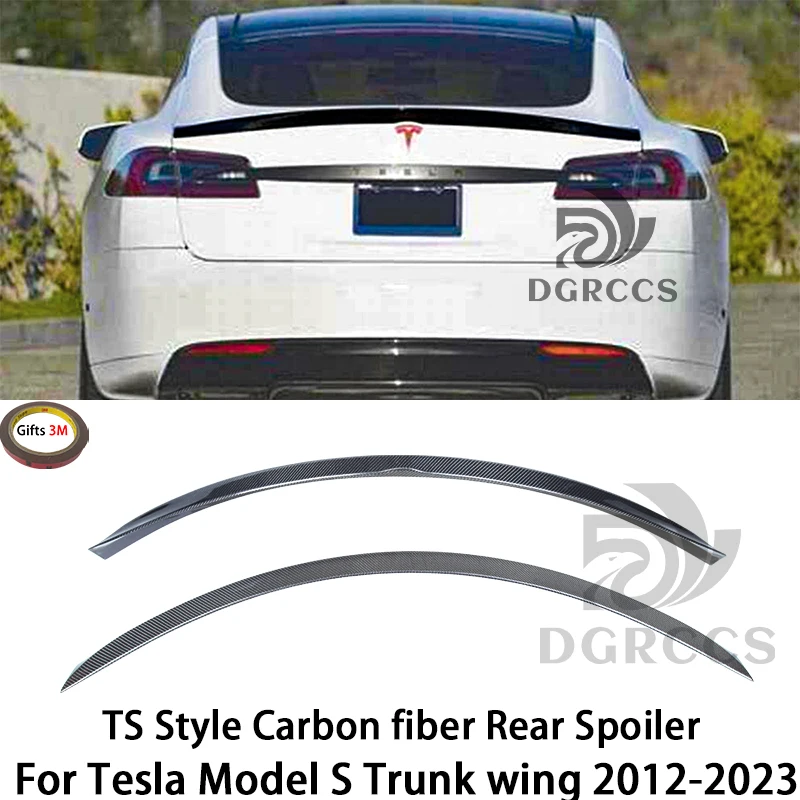 

For Tesla Model S TS Style Carbon fiber Rear Spoiler Trunk wing 2012-2023 Carbon fiber