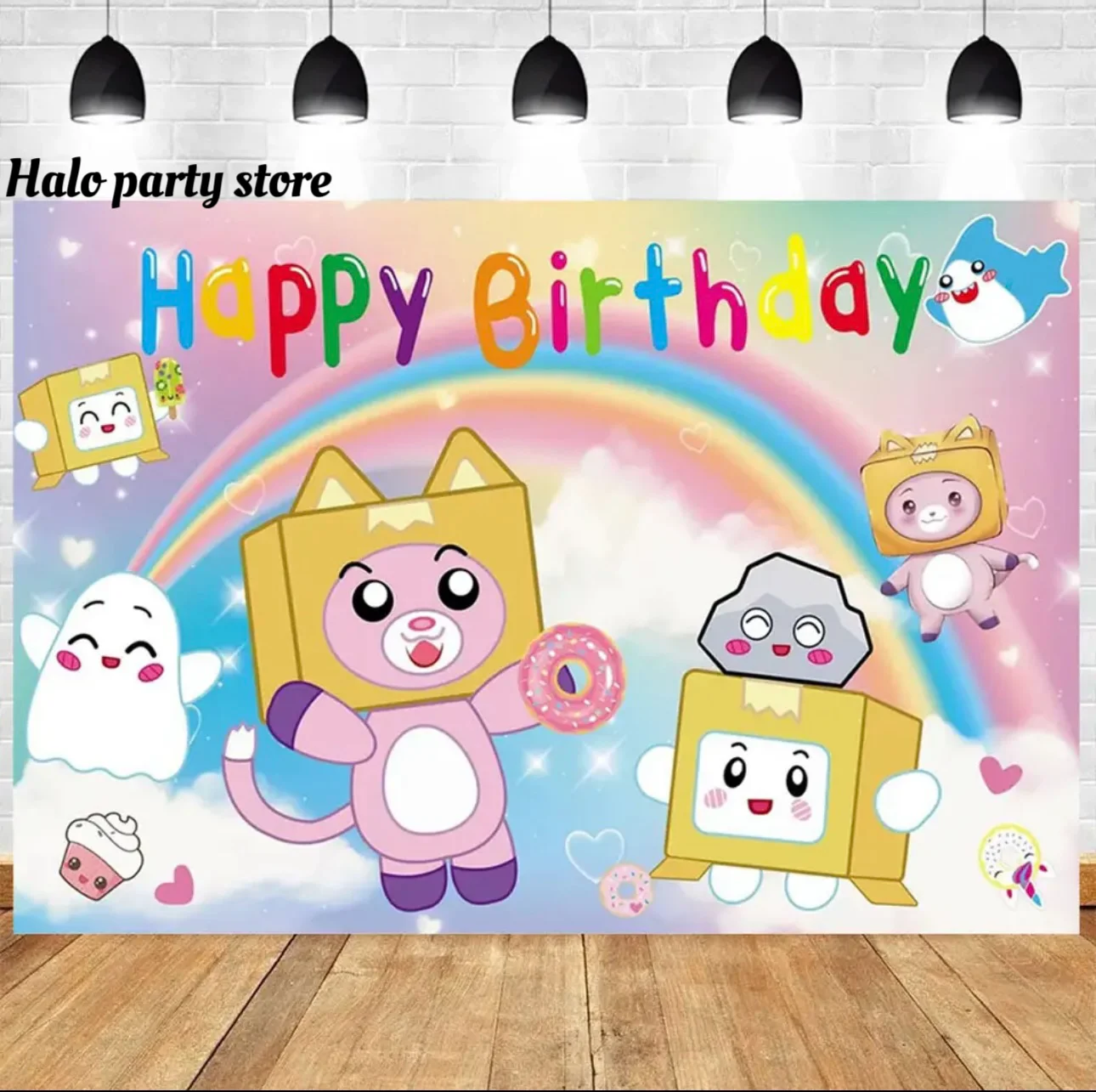 Halo Cartoon The Game Lankyboxs Theme Birthday Party Decoration  Lankyboxs Banner Balloon Cake Top Children Baby Bath Background