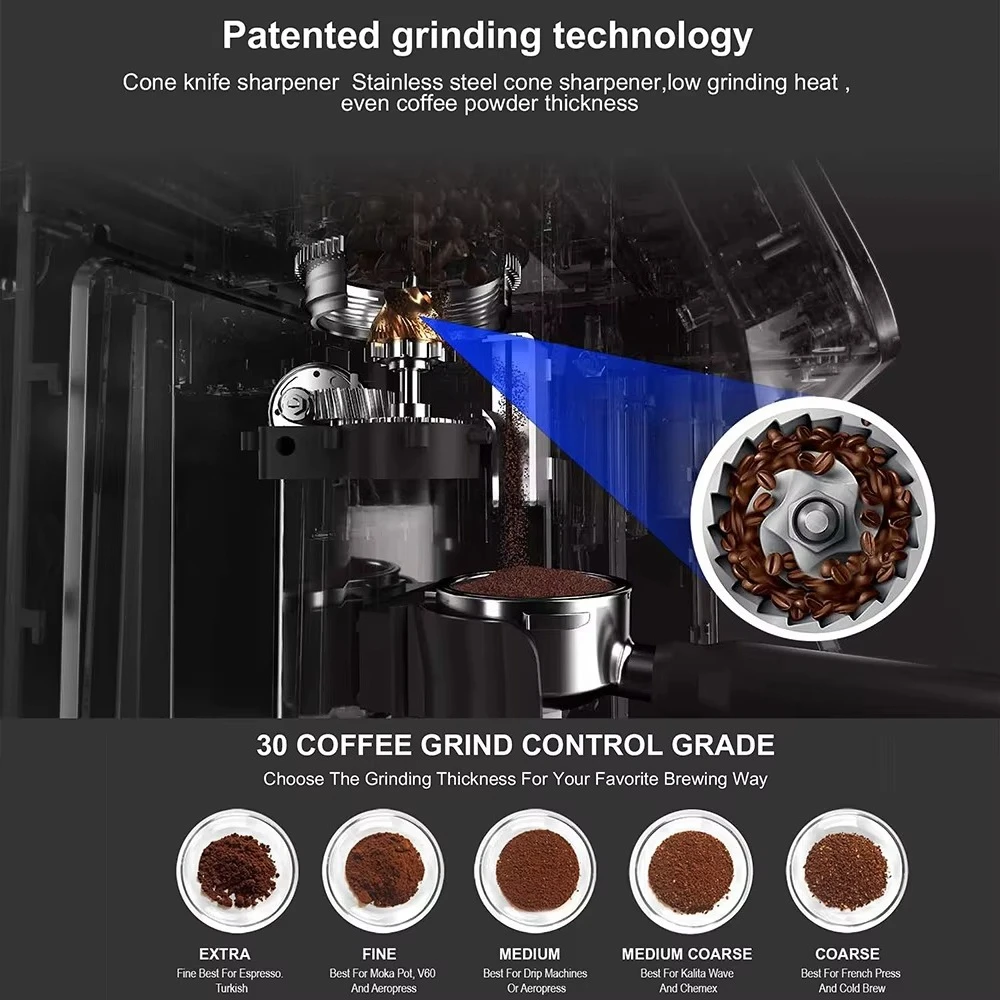 ماكينة اسبريسو كهربائية، غلايات مزدوجة، مضخات مزدوجة، ماكينة قهوة مدمجة مدمجة للاستخدام المنزلي في المتجر