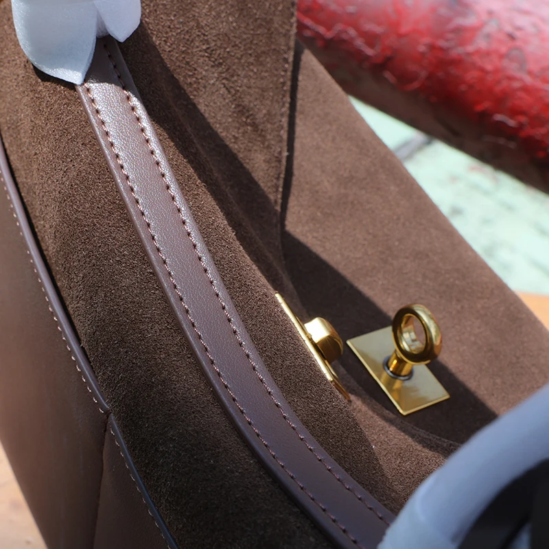 Large Capacity Frosted Cowhide Tote Bag for Women, Autumn Winter High-Grade Shoulder Handbag
