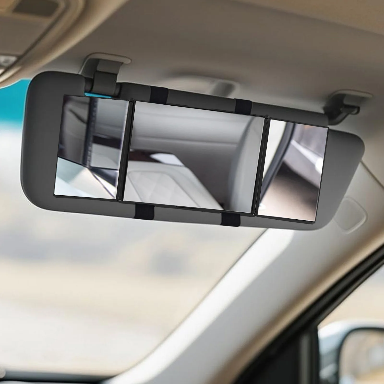 3-Way 360-Degree Folding Mirror For Haircuts Shaving & Makeup Convenience Foldable Car Cosmetic Mirror  Large Screen