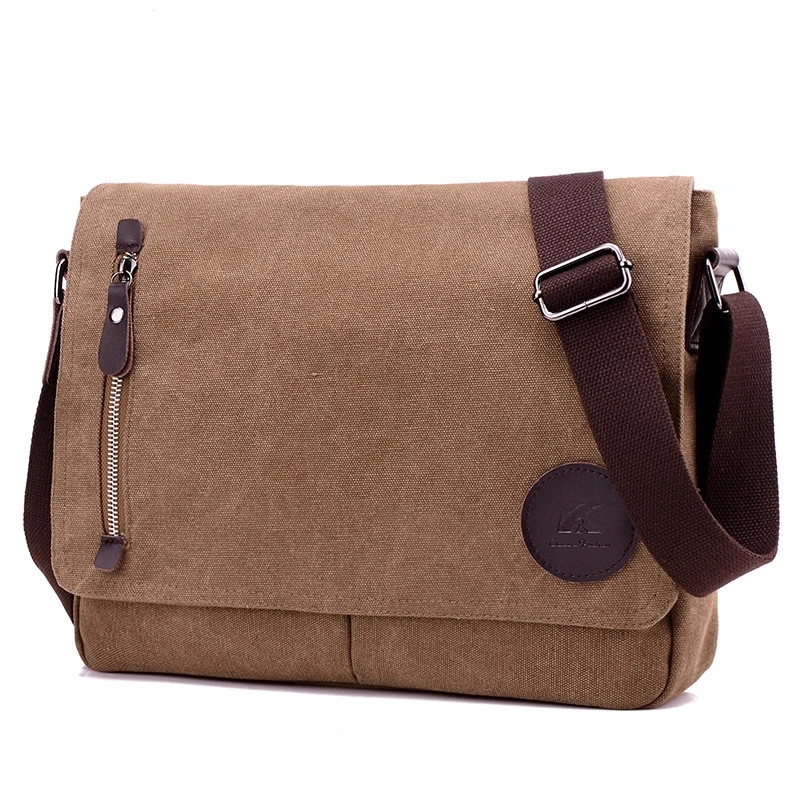 Weysfor Fashion Solid Canvas Messenger Satchel Bags Buckle Casual Portable Shoulder Bag Korean Trend Simple Pack For Men