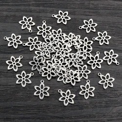 30pcs 12x9mm No Fade Charms 316 Stainless Steel Flower Charms Pendant Jewelry Making Accessories DIY for necklace bracelet