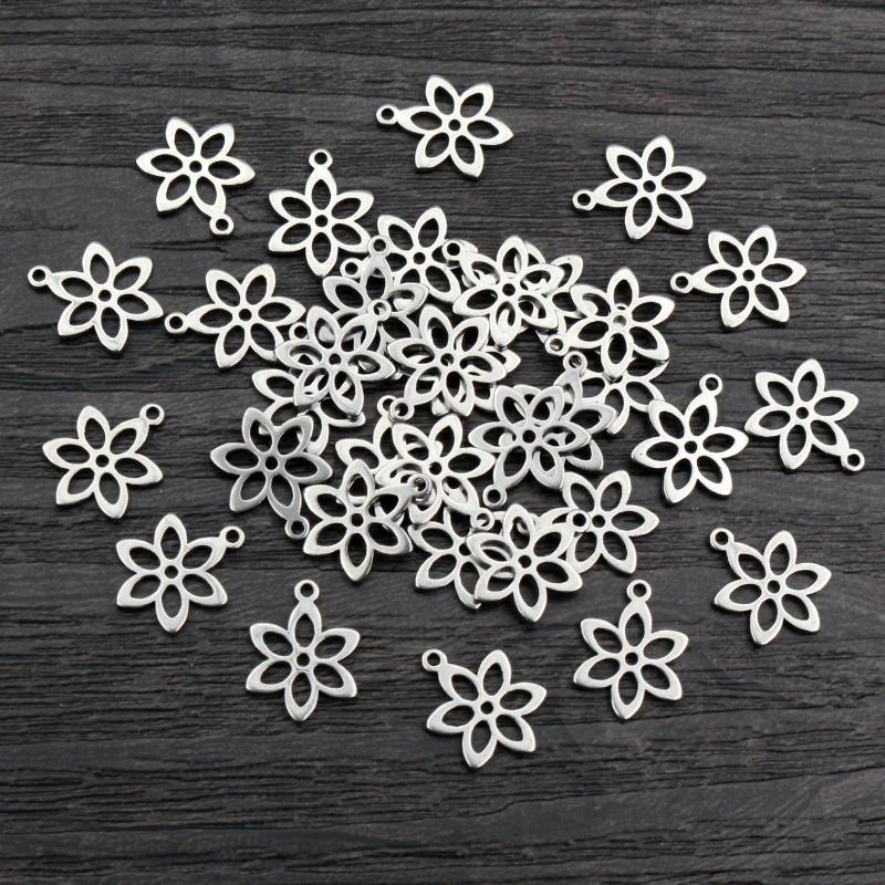 30 sztuk 12x9mm nie znikną uroki 316 ze stali nierdzewnej kwiat Charms wisiorek biżuteria Making akcesoria DIY dla naszyjnik bransoletka