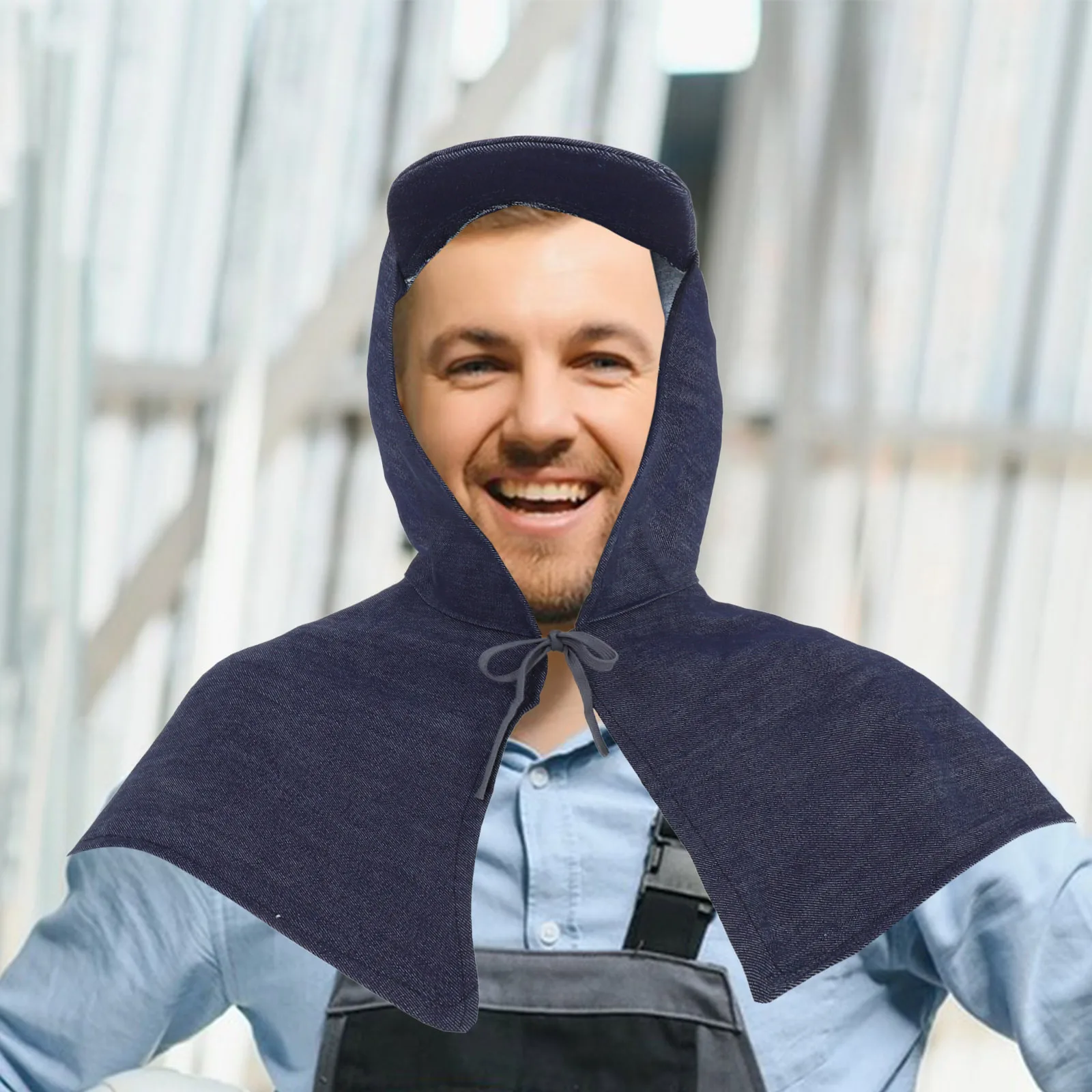 غطاء حماية ناعم من قماش الدنيم قابل للتنفس لغطاء العمال لحام السفع الرملي مع واقي للرقبة #3