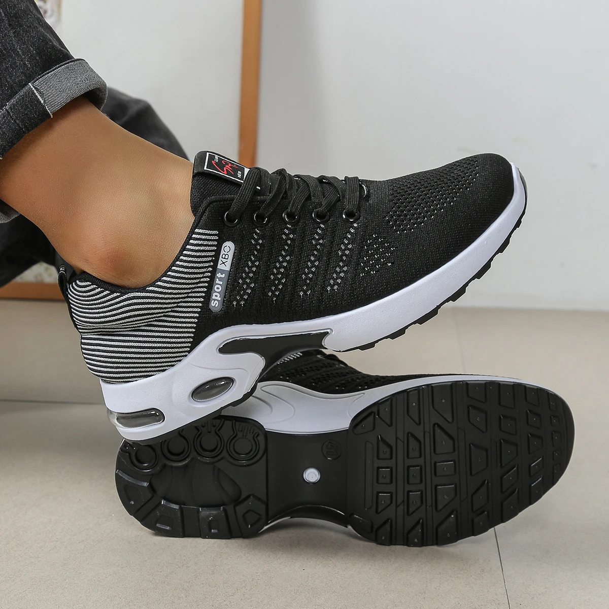 Men Breathable Mesh Sneakers All Season Slip Resistant Cushion Running Shoes Lightweigh Non Slip Outdoor Walking Casual Footwear