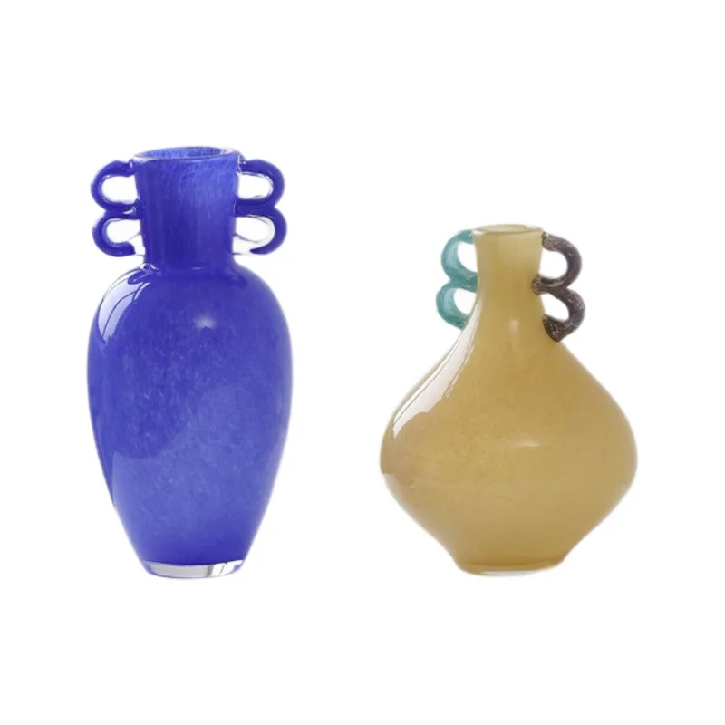 

Candy color binaural vase cute utensils ornament stained glass vase board soft decoration