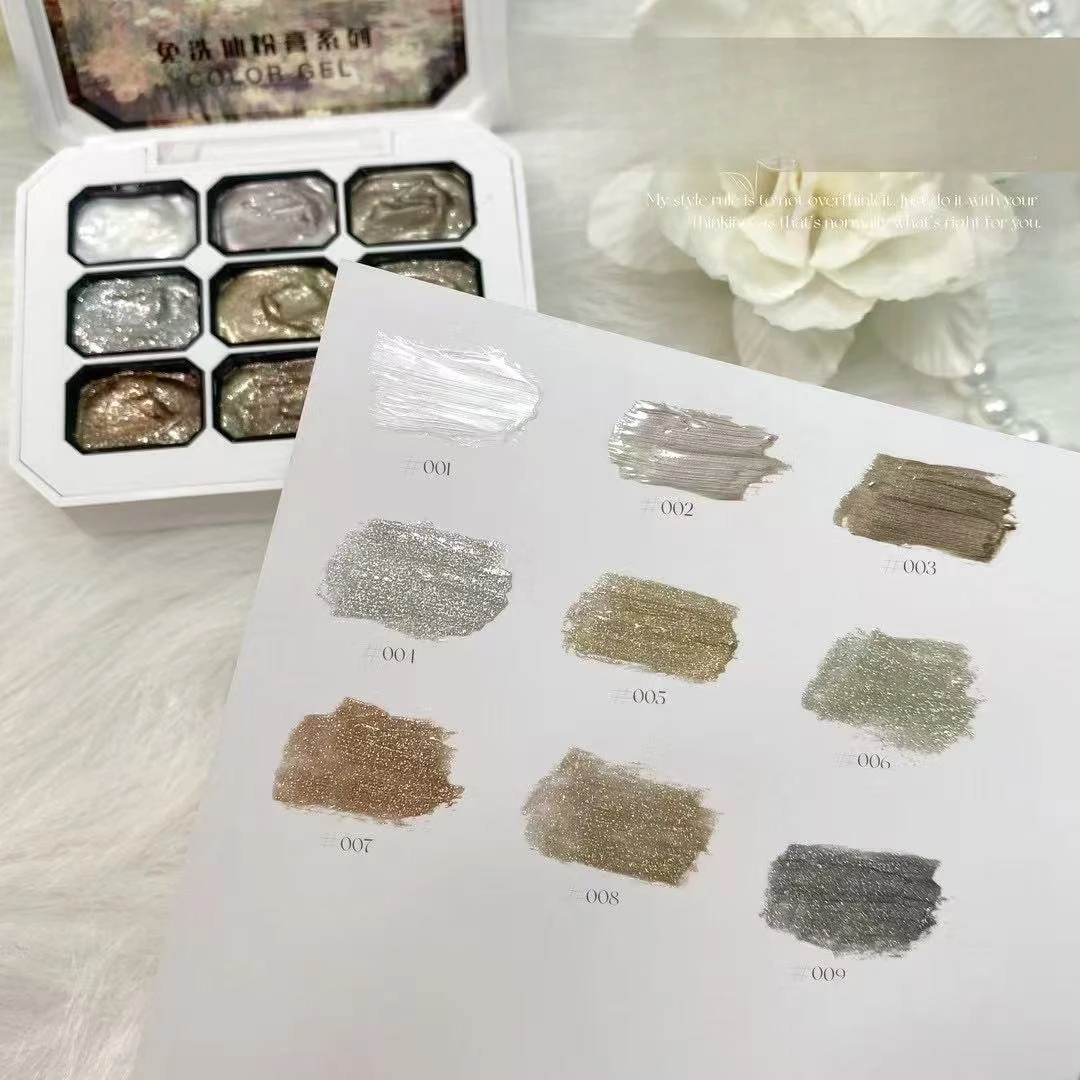 9 Colors Bling Mud Solid Nail Pigment Aurora Fairy Powder Cream Rubbing On Dust Shimmer Chrome Texture Varnishes Manicure