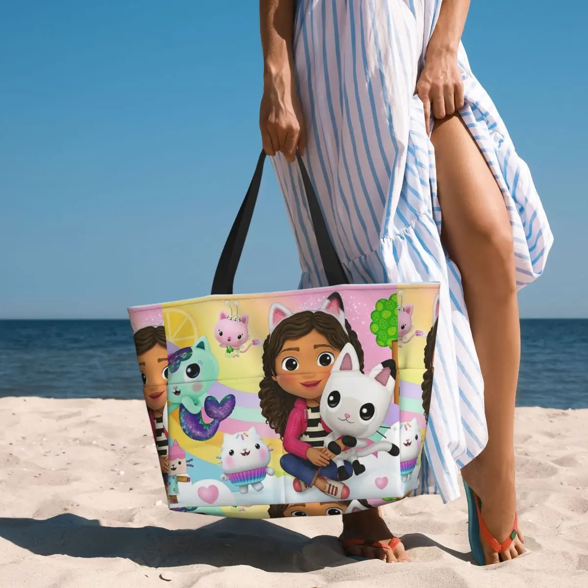 

Gabbys Dollhouse Nordic Gabby Cat Pandy Paws Beach Tote Bag Sport Gym Yoga Duffle Large Tote Bag Women Travel Bag Fitness bag