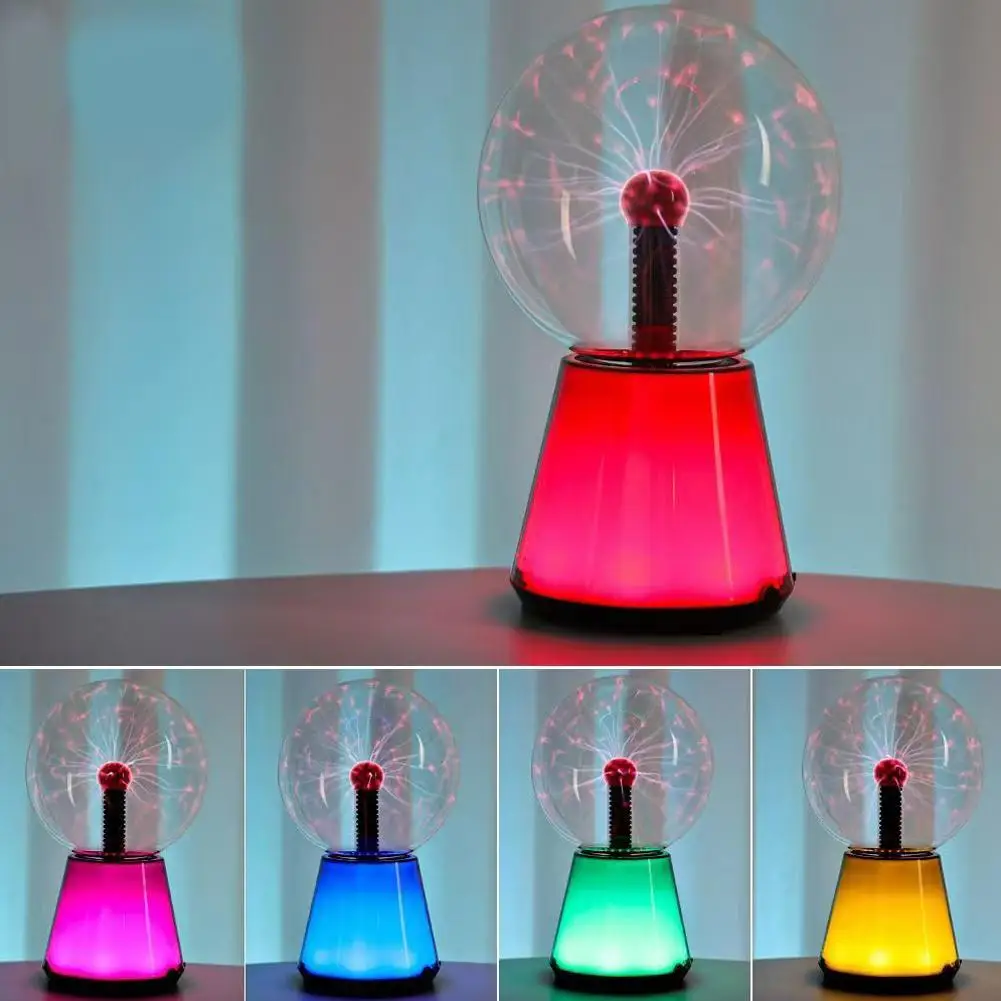 Plasma Ball Lamp Interactive Touch Lightning Globe 3.5 Inch Fun Lamp USB Powered 6Color Changing Lights Mood Lighting Party Prop