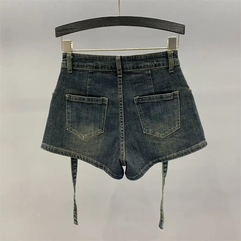 New denim shorts for women in 2024, high waisted black spicy girl  women jeans  vintage clothes  jeans women