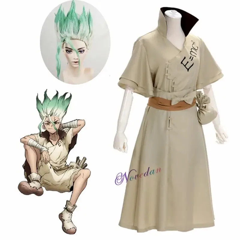 

Anime Senku Ishigami Cosplay Costume Adult Men Senku Uniform Outfit Wig Halloween Carnival Party Suit